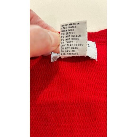 Womens Y2k Large Wool Sweater Vest Aztec Red Preppy Academia Grandmacore Retro - Picture 4 of 8